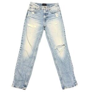 Lucky Brand Jeans Womens 0/25R Boy Mid Rise Relaxed Straight Distressed